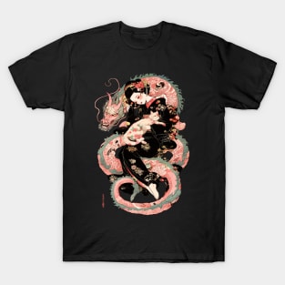 Japanese Girl With Dragon and Cats 2 T-Shirt 11 T-Shirt